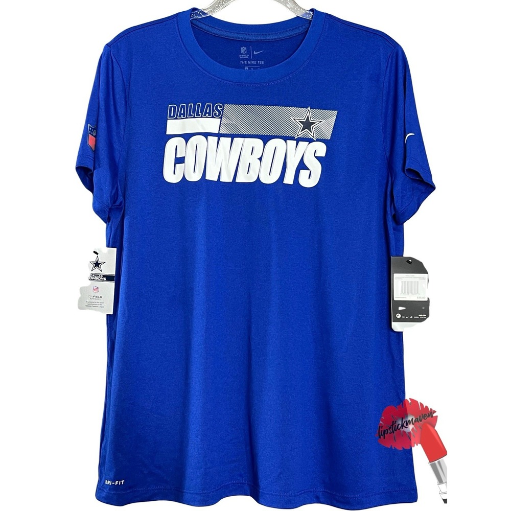 Nike Tee Dallas Cowboys Womens XL Blue Athletic Shirt‎ Dri-Fit Football NFL
